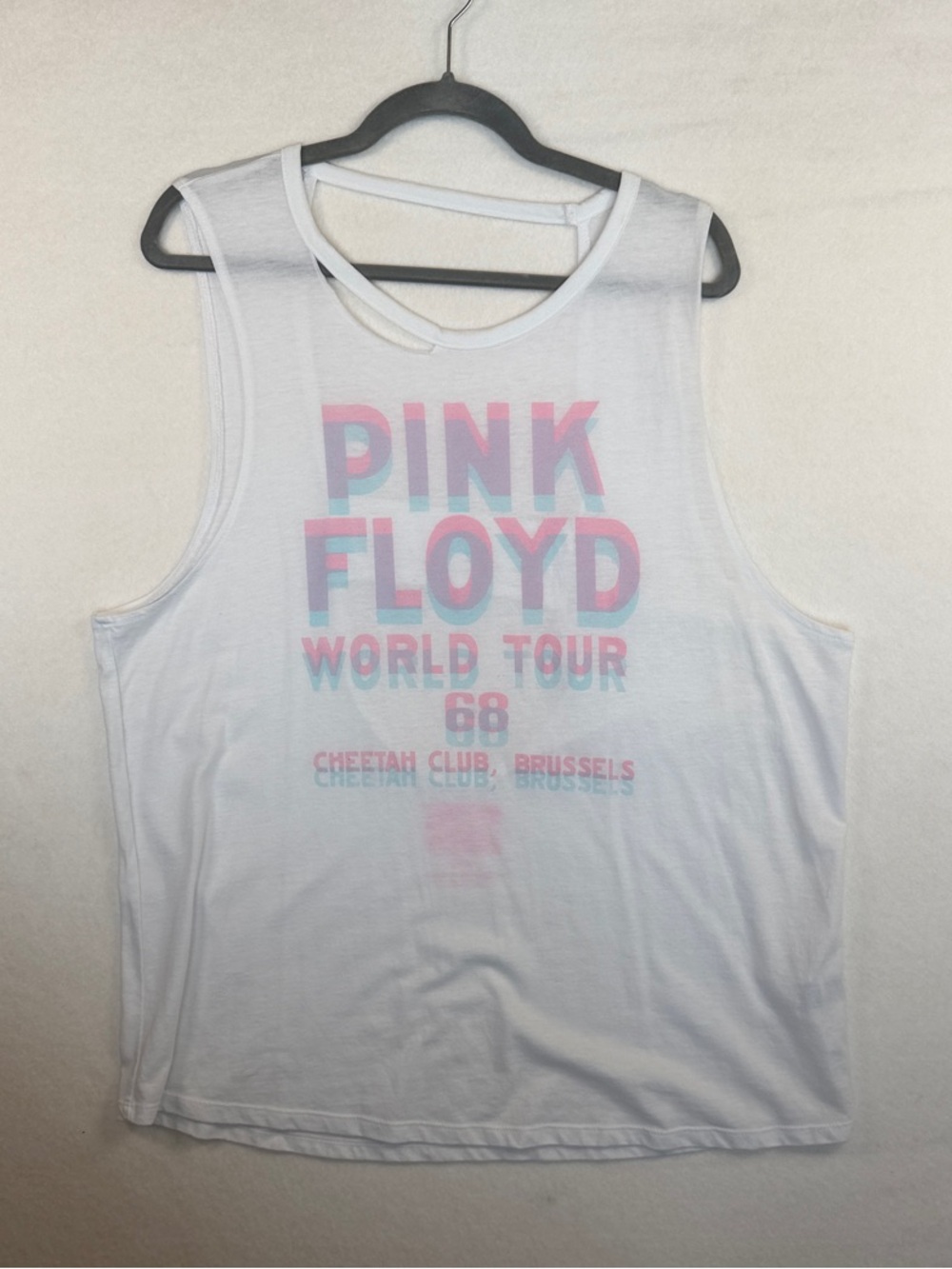Lucky Brand Pink Floyd White Tank with Pink & Blue Tour Graphic